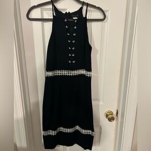 Venus Black sleeveless dress with white hem embroidery size 2